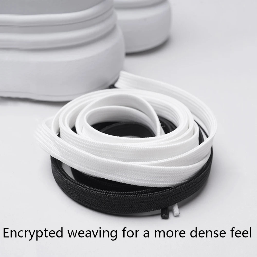 Sports Shoe Accessories: 1PR Classic Double Fabric Non-Slip Shoelaces  Black White 70/80 /90/100/120C / Rungear