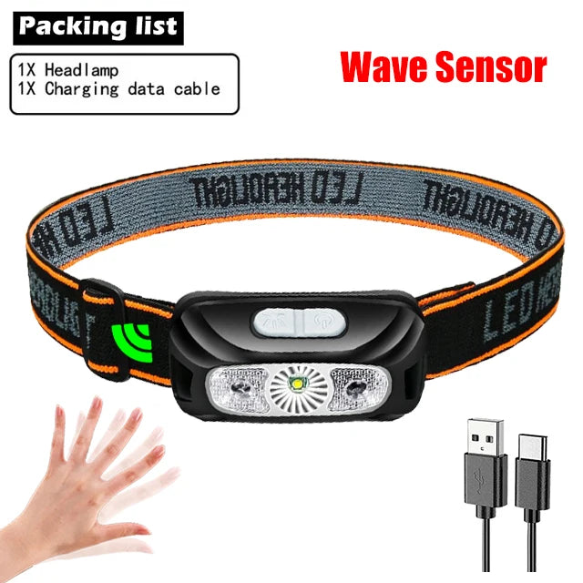 Running Equipment NZ: Mini USB Rechargeable Powerful Sensor Headlamp COB LED Head Light Torch Front Lantern / Rungear