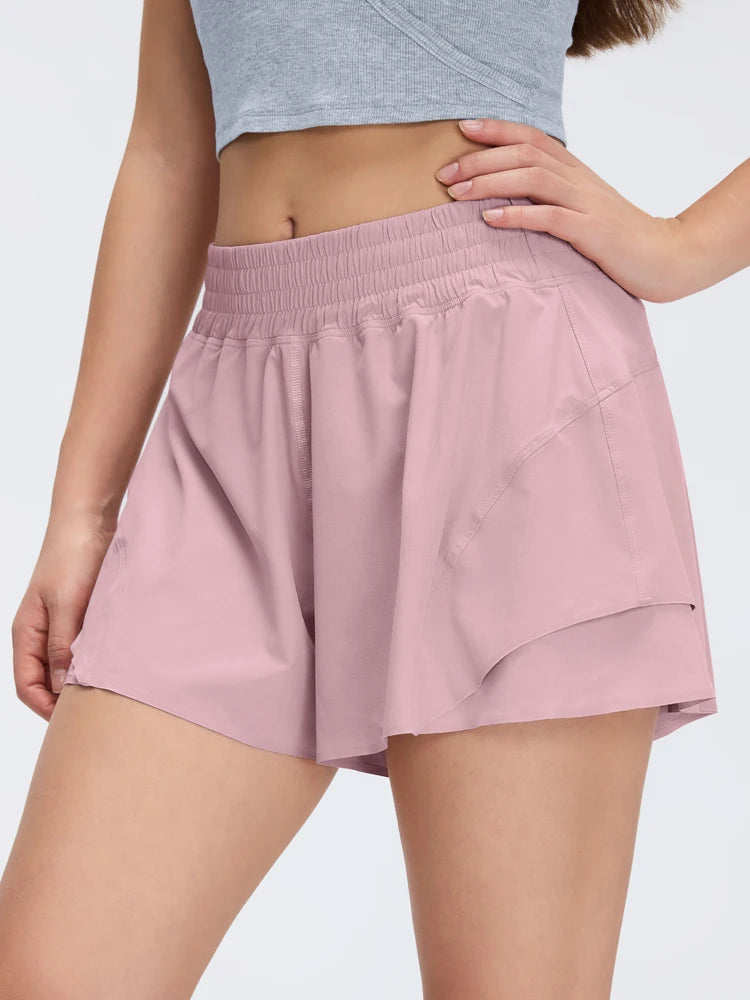 Women's High-Waisted 2-in-1 Athletic Shorts with Pocket