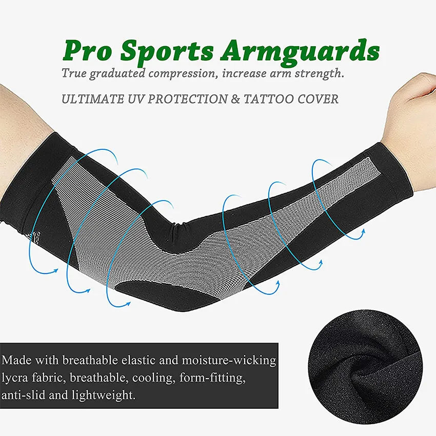Compression Gear Accessories: 1PR Unisex Arm Compression Ice Silk Arm Sleeves for Sun UV Protection / Rungear