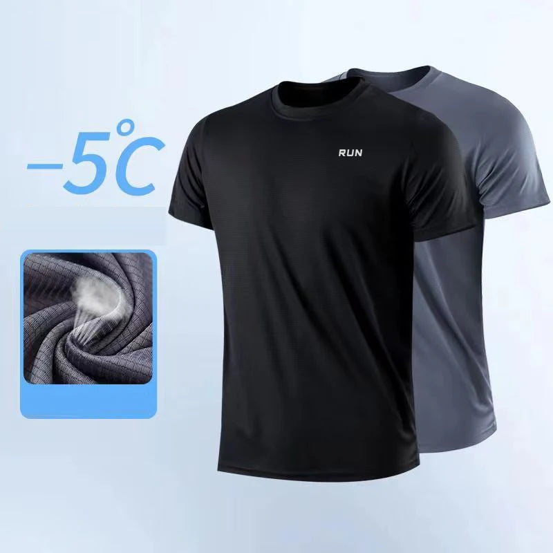 Men's Moisture Wicking Lightweight Quick Dry Round Neck Short Sleeve Gym Running Exercise Sports T-Shirt