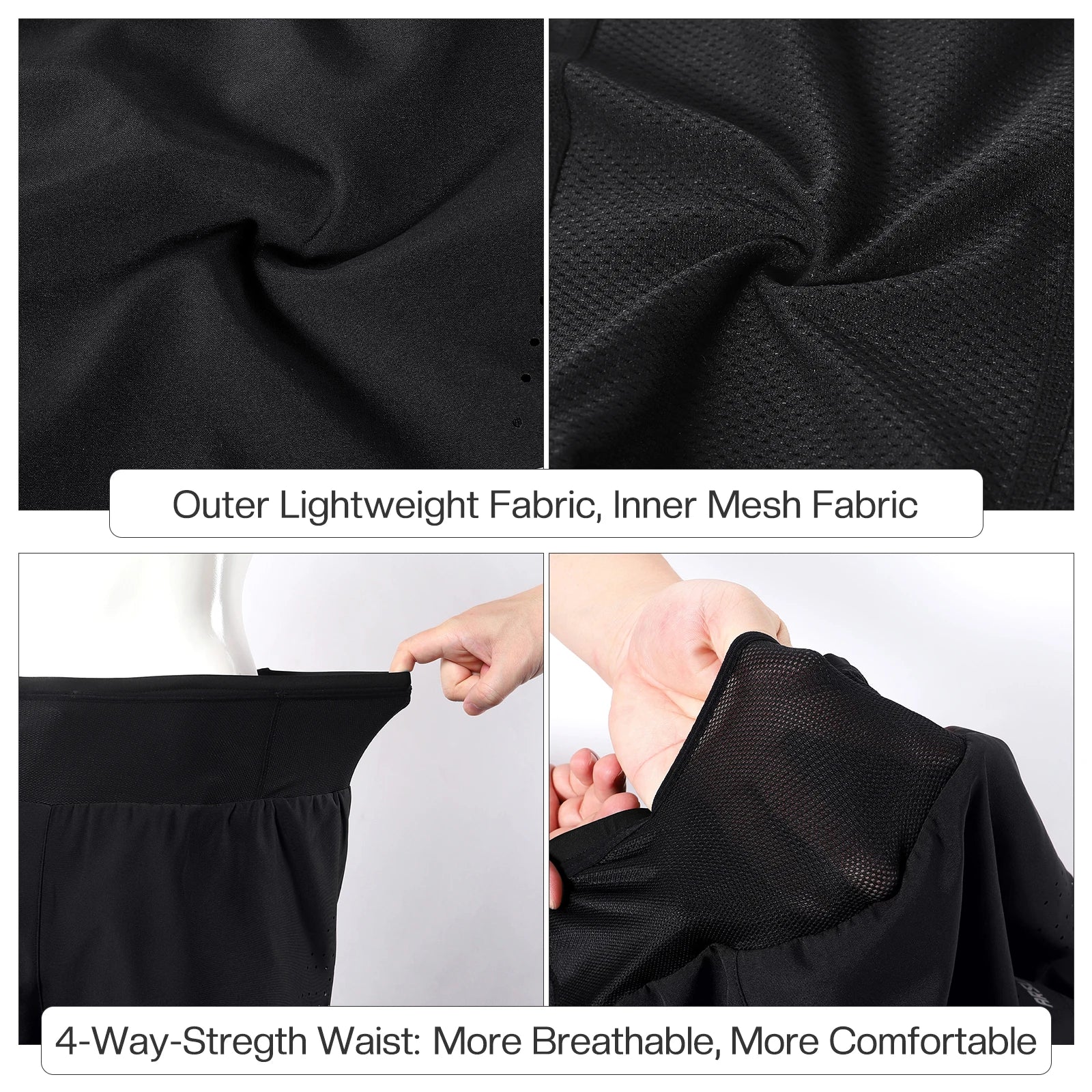 Men's 2 in 1 High Waist Training Gym Fitness Workout Sports Shorts Pants Double Layer B233