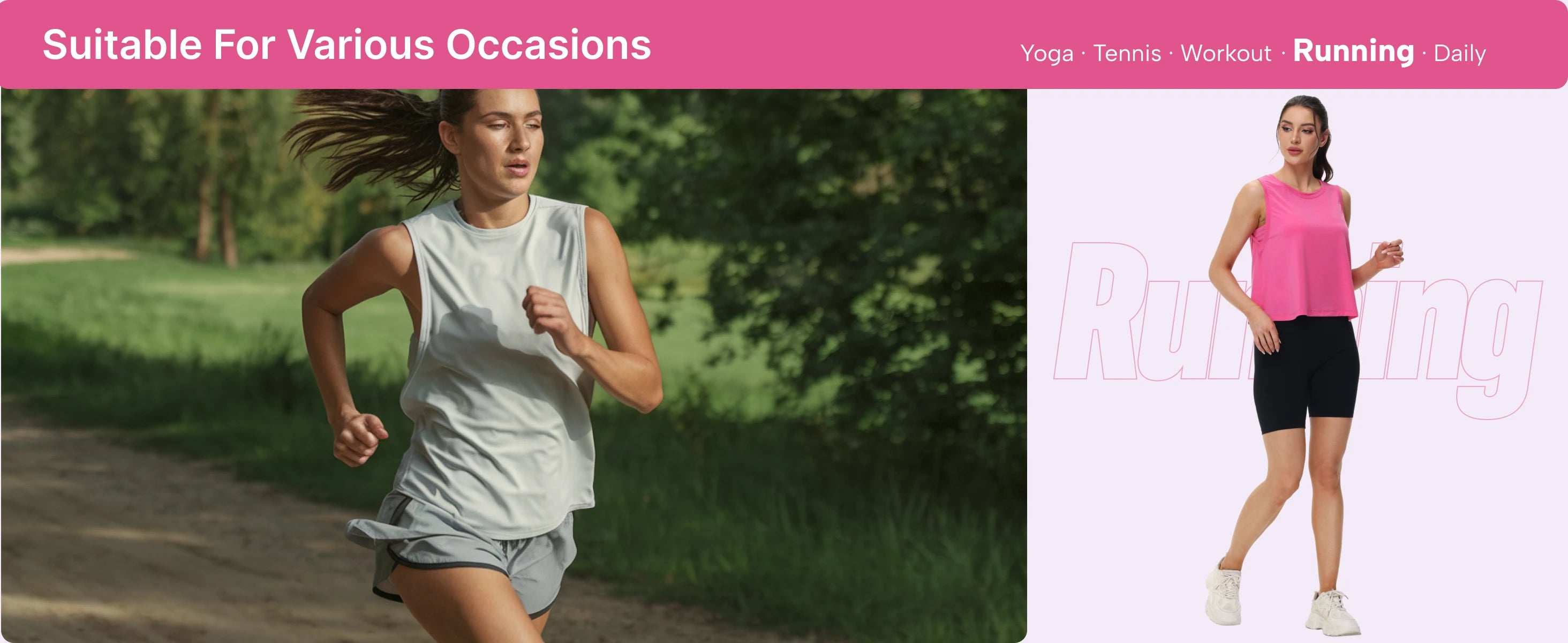 Women's Moisture-Wicking Clothing: TACVASEN Sleeveless, Loose Fit, Crew-Neck, Workout Crop Tank Tops / Rungear