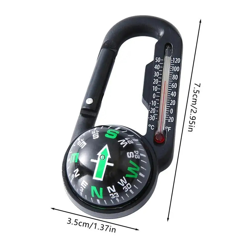 Trail Gear Accessories: Compass Hiking Outdoor Buckle Mini Compass Carabiner Keychain With Thermometer / Rungear