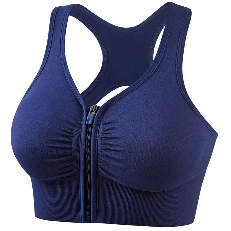 Women's Sports Bra With Front Zipper Design