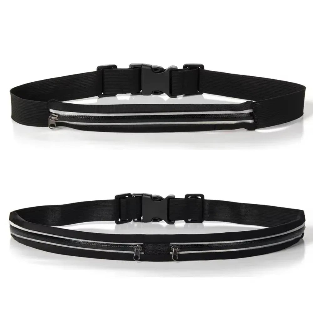 Running Belt Gear: Nylon, Adjustable, Double Pocket, Waterproof Running Waist Belt Bag / Rungear