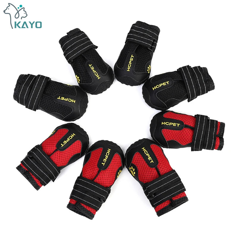 Dog Boots 4-Pack | Waterproof & Breathable, Anti-Slip Rubber Sole, Reflective Velcro Straps | Sizes 1–8 | RUNGEAR