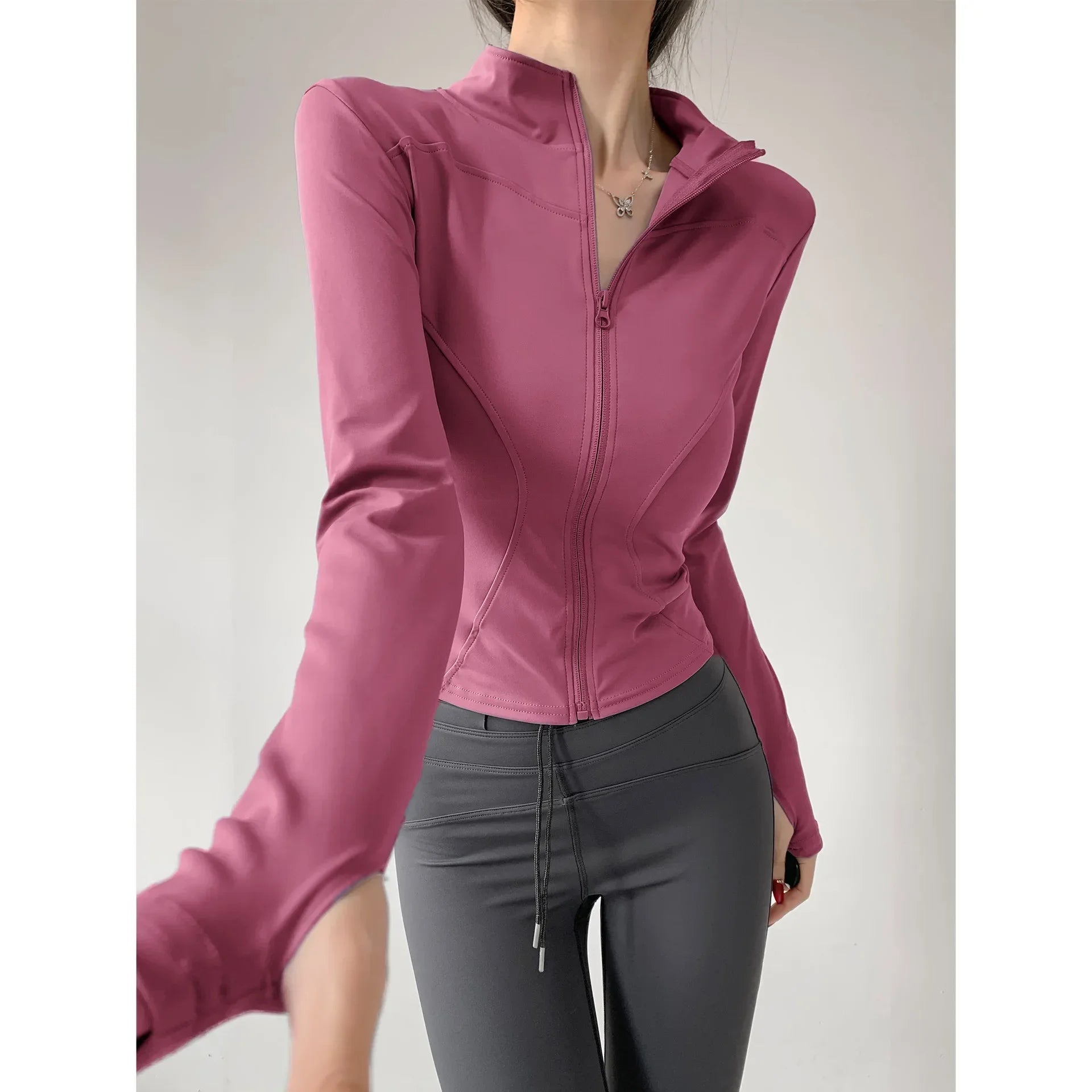 Women's Running Apparel: Quick Drying, Long Sleeved Sports Tight Fitness Top With Zipper S-3XL / Rungear