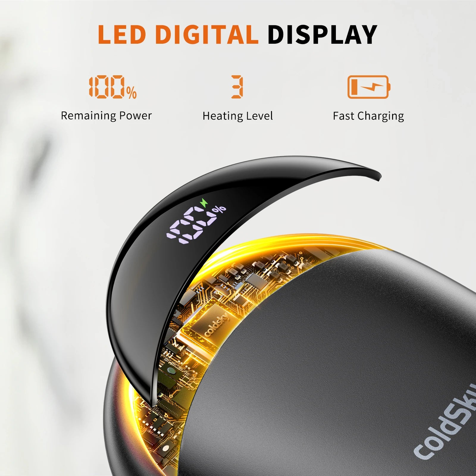 Portable 2-in-1 Rechargeable Magnetic Electric Hand Warmers with Digital Display