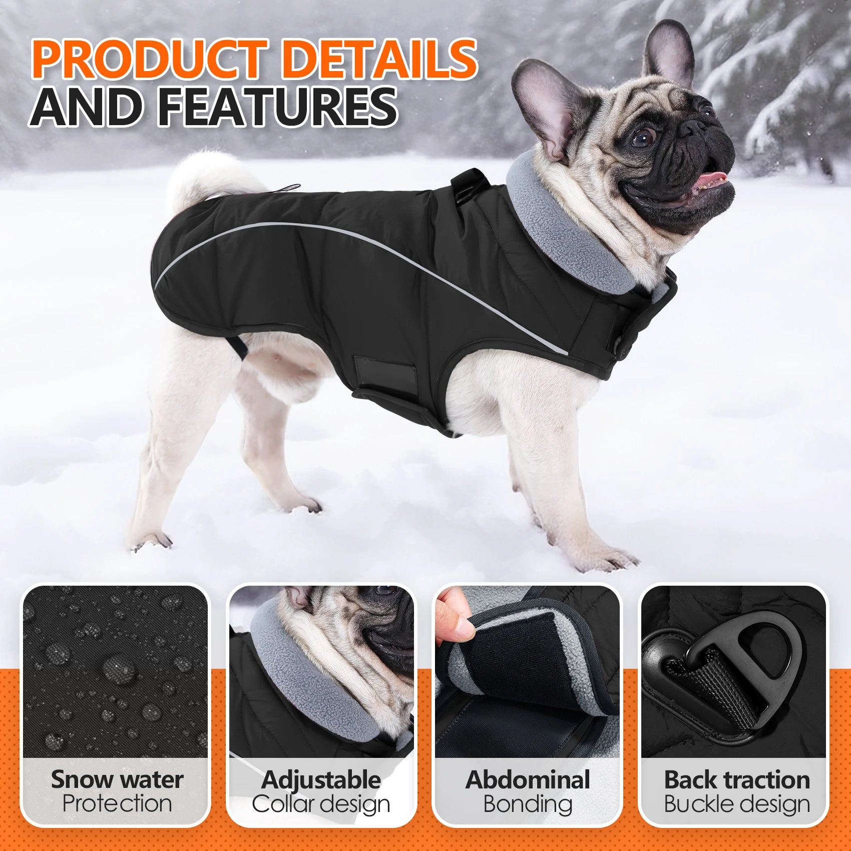 Dog Jackets Gear: Waterproof, Winter, Warm Windproof, Reflective, Adjustable Jacket Vest for Dogs With Hook & Loop / Rungear