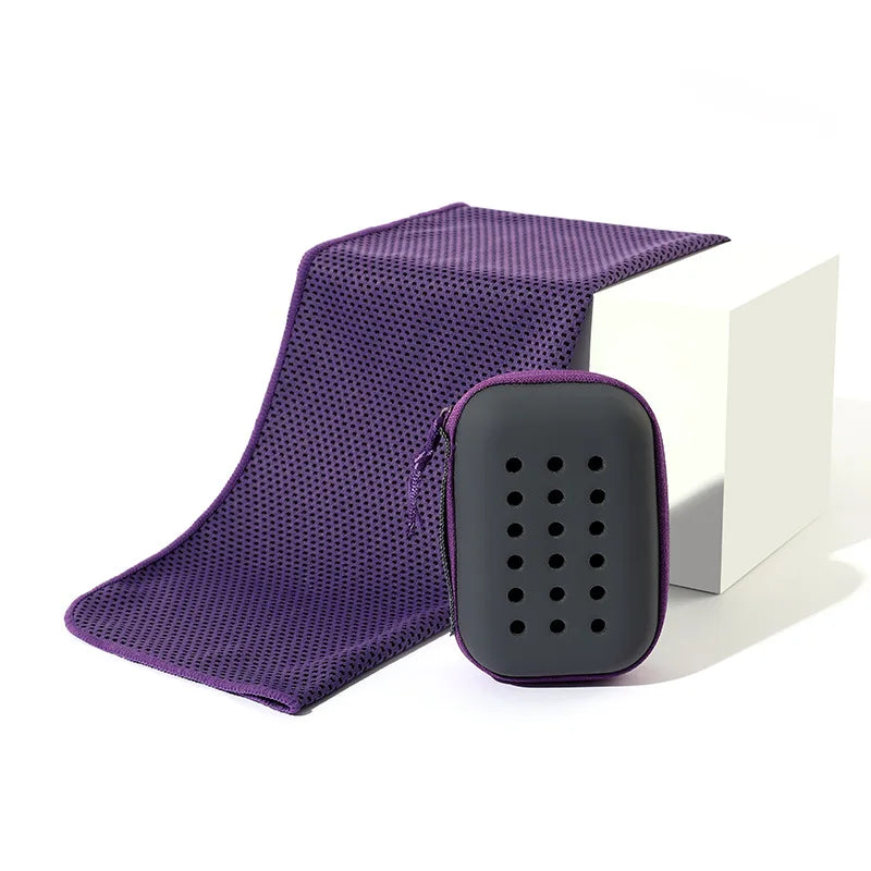 Quick Dry Towel Accessories: Soft, Breathable, Sweat Absorbent Towel with Storage Box for All Sports, Running, Gym Fitness / Rungear