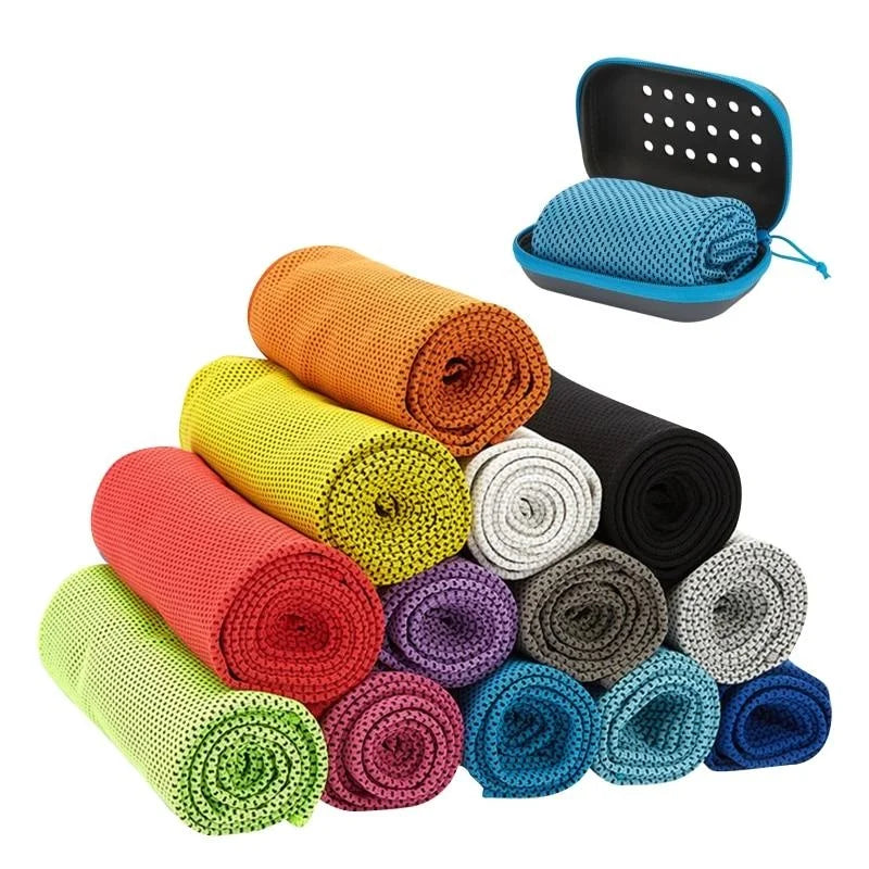 Quick Dry Towel Accessories: Soft, Breathable, Sweat Absorbent Towel with Storage Box for All Sports, Running, Gym Fitness / Rungear