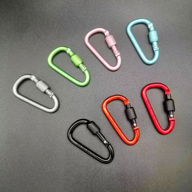 Trail Gear Accessories: Aluminum D Shaped Locking Carabiner, Clip Rope Hook For Hiking Gear / Rungear