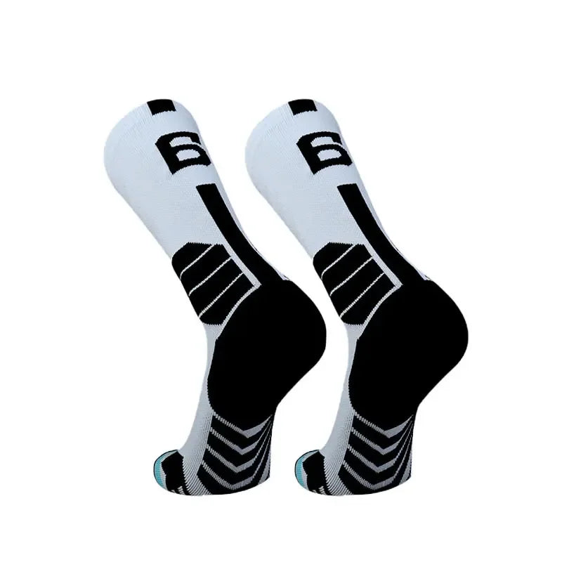 Running Compression Gear: Unisex, High Quality, Towel Bottom, Compression Sports Socks With Number Print / Rungear