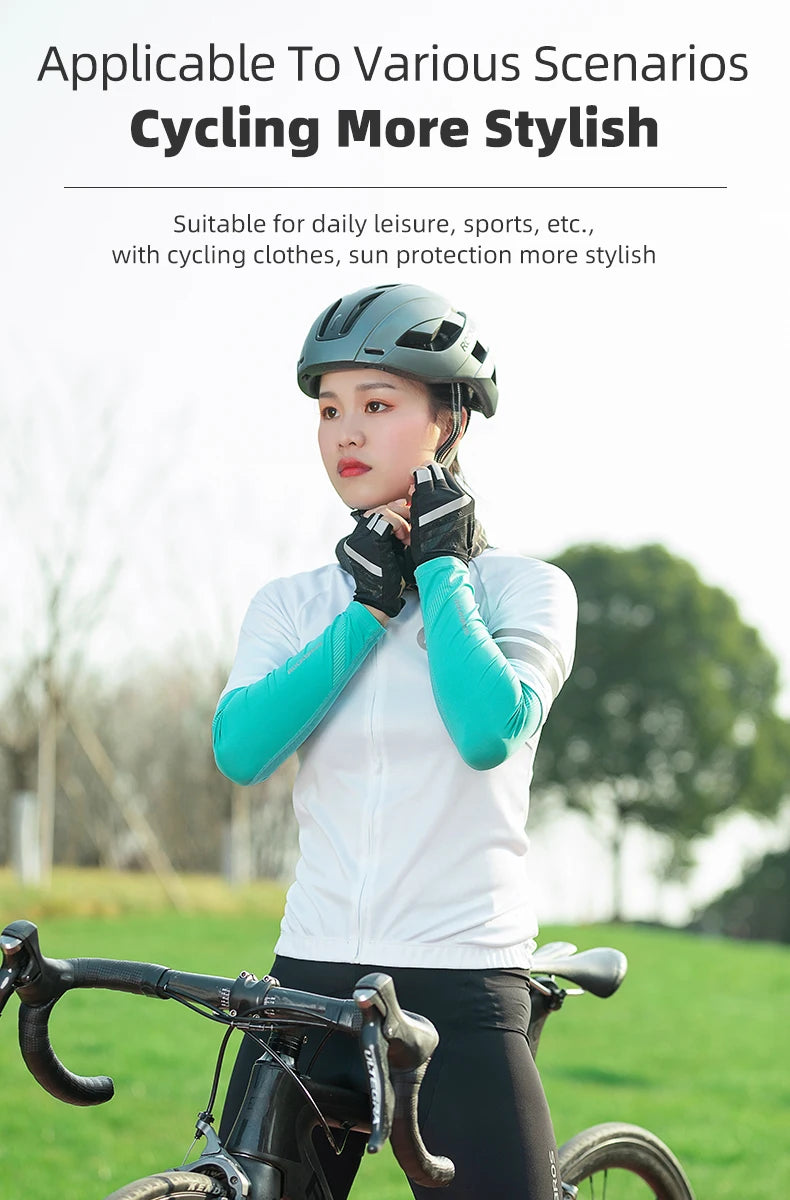 Compression Apparel Gear: ROCKBROS Breathable, Quick-Dry UV Protection Ice Fabric Sports Arm Sleeves / Rungear