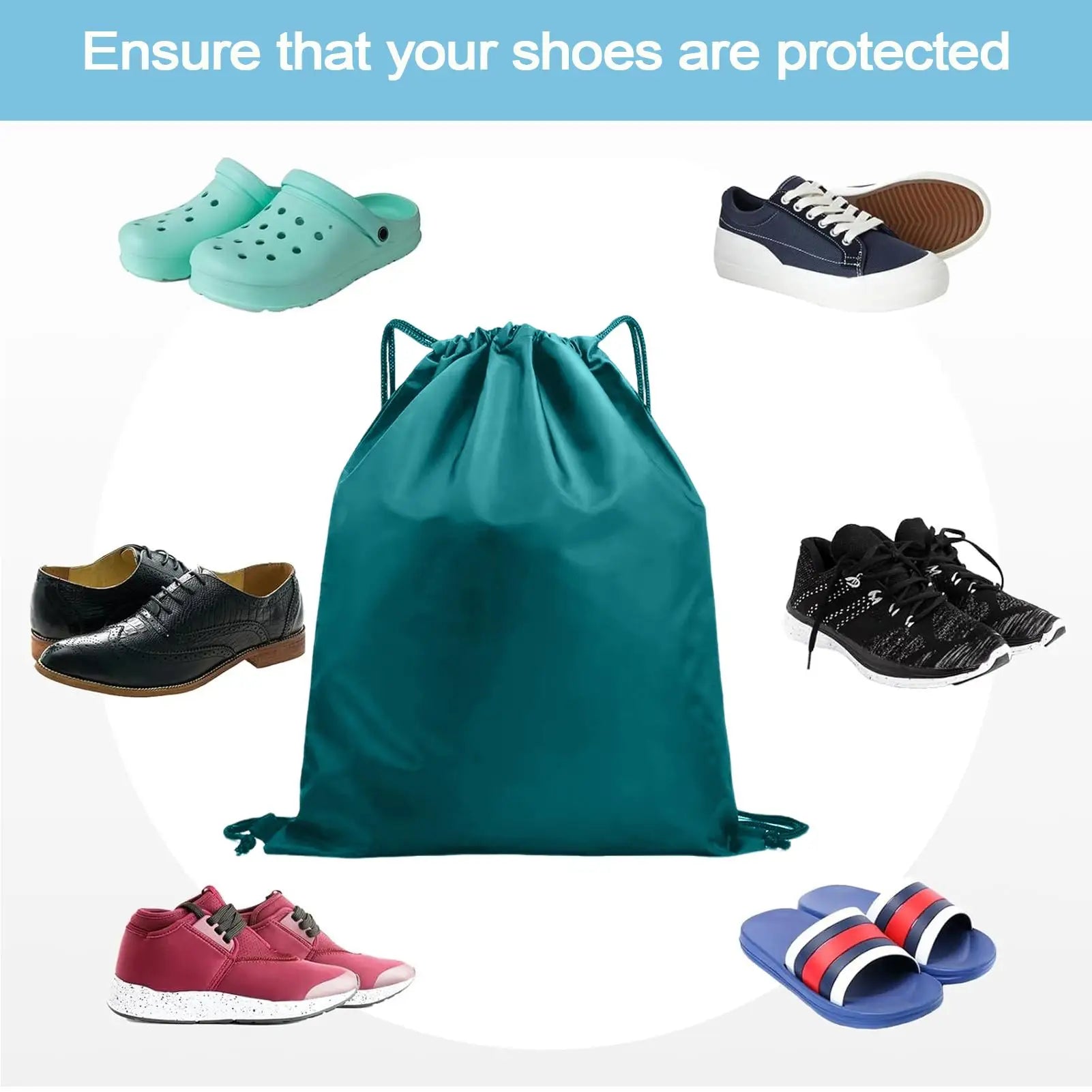 2 Pack Reusable Waterproof Drawstring Bags 30x20cm For Shoes, Wet Clothes, Outdoor Sports, Gym,Travel