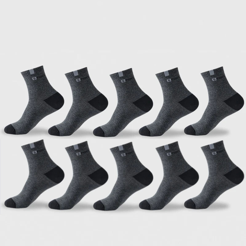 Men's Socks Accessories: Breathable, High-Elastic, Middle Tube Towel Cotton Socks for Running, Hiking / Rungear