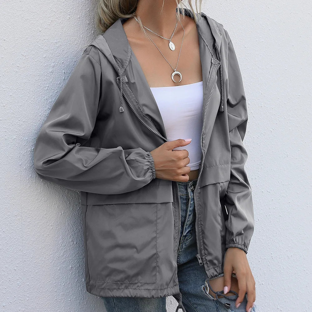 Women's Jackets Apparel: Ultralight, Waterproof, Windproof, Slim Hooded Windbreaker Jacket / Rungear
