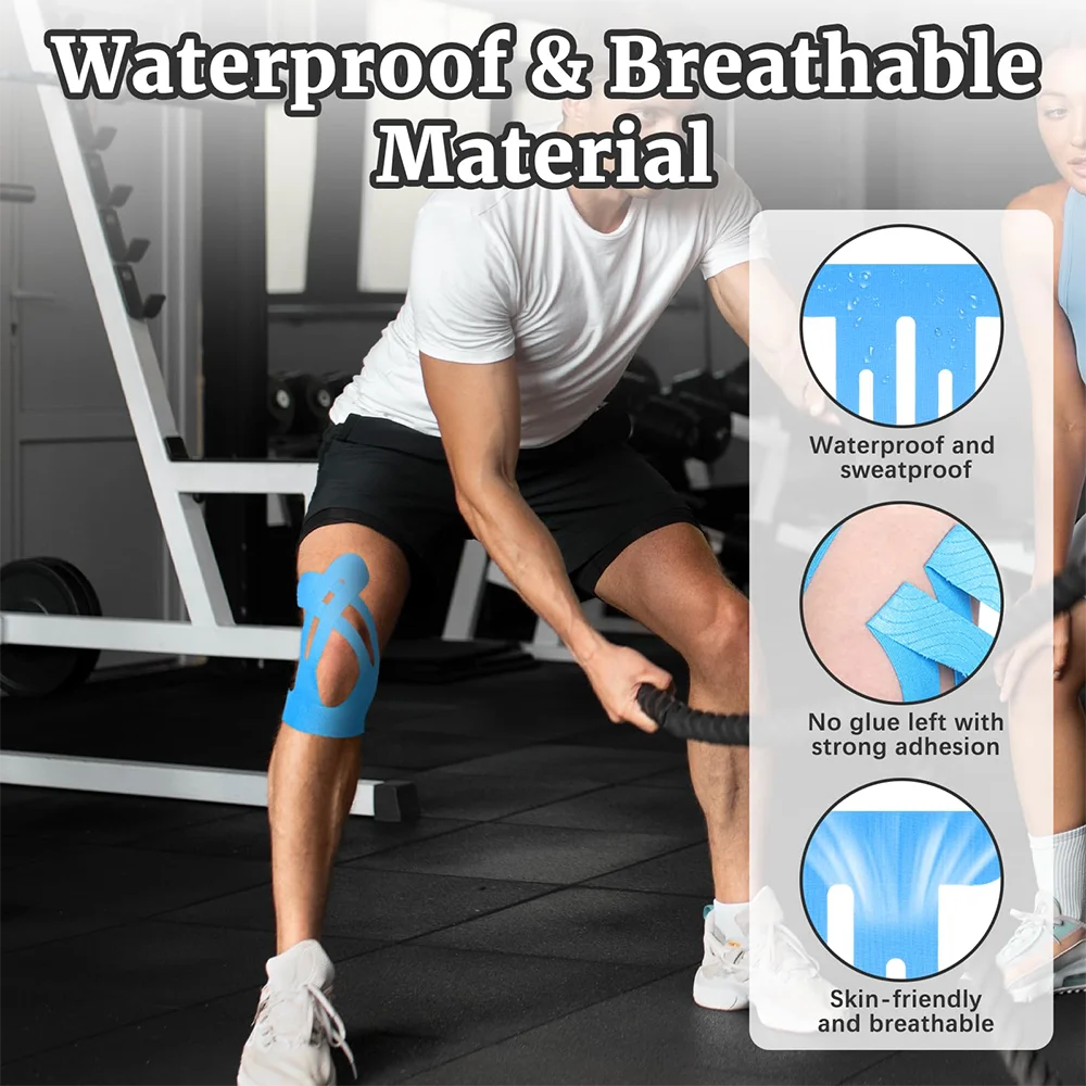 10PCS Kinesiology Tape for Knees, Waterproof & Elastic, Breathable Knee Tape, Athletic Tape Provide Support & Stability