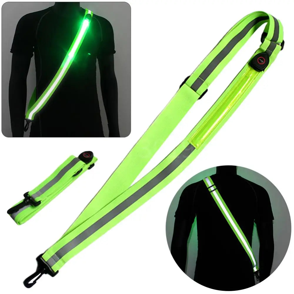 Safety LED Lights: USB Rechargeable, Reflective, Adjustable, High Visibility Safety LED Strap for Night Running / Rungear