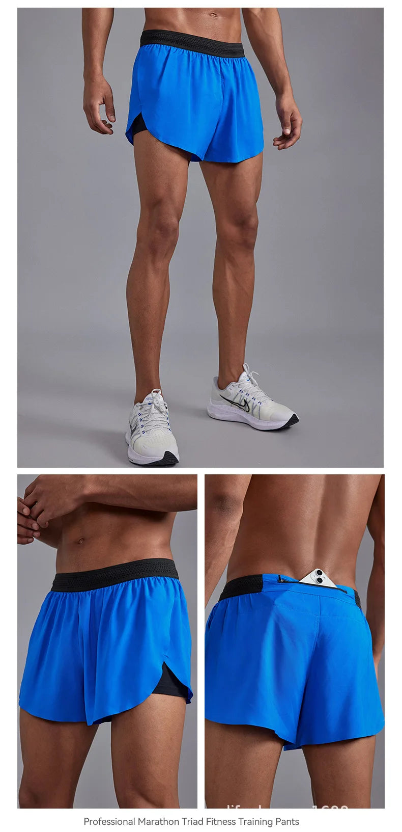 Men's Quick-Dry Apparel: Lightweight, Athletic 3-Inch Marathon Shorts with Built-in Liner Waist Pocket for Trail, Running / Rungear