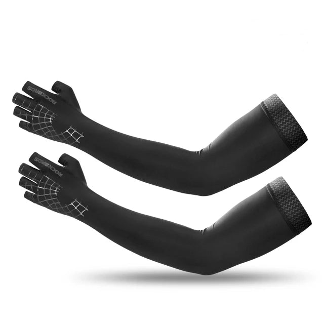 Compression Apparel Gear: ROCKBROS Breathable, Quick-Dry UV Protection Ice Fabric Sports Arm Sleeves / Rungear