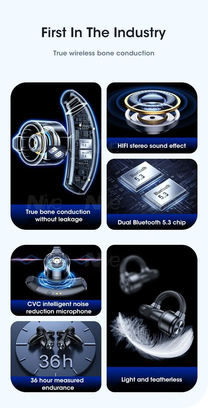 Running Tech Gear: Bluetooth, Wireless, Bone Conduction Cuff Earbuds TWS Sound For Sports Running / Rungear