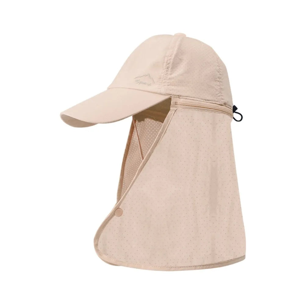 Unisex Breathable Detachable Mask Wide Brimmed Bucket Sunhat For All Outdoor Sports