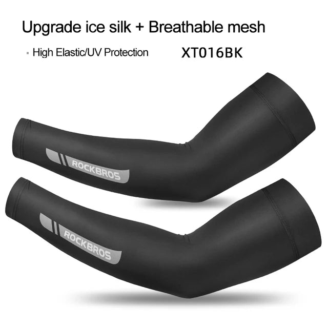 Compression Apparel Gear: ROCKBROS Breathable, Quick-Dry UV Protection Ice Fabric Sports Arm Sleeves / Rungear