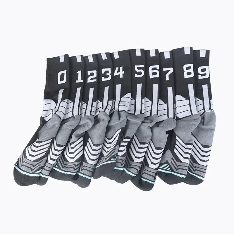 Running Compression Gear: Unisex, High Quality, Towel Bottom, Compression Sports Socks With Number Print / Rungear