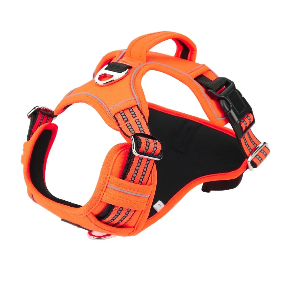 Reflective Pet Accessories:  Dog Harness with Vertical Handle, Adjustable Dog Collars for Big Medium Dogs, 1000D Oxford Cloth / Rungear