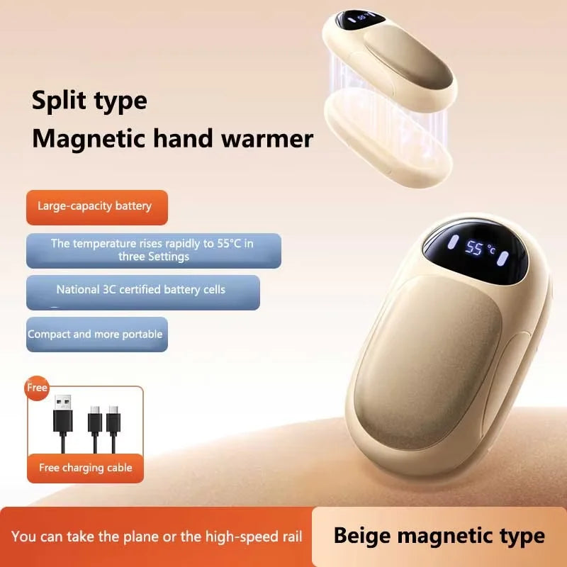 Dual Magnetic Rechargeable Hand Warmer Portable Electric Hot Pack Heater For Winter