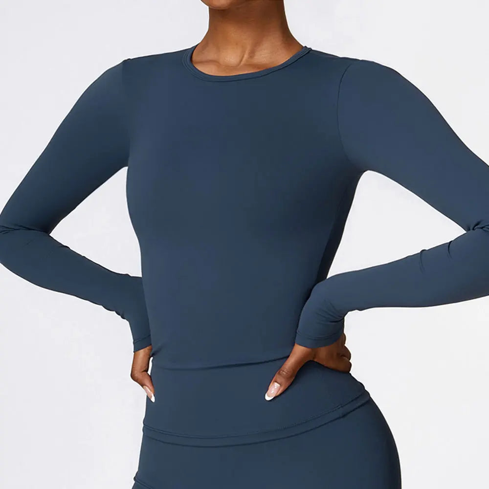 Women's Quick Dry Apparel: Breathable, Long Sleeved, Round Neck, Crop Top Workout Running, Hiking Set /  Rungear