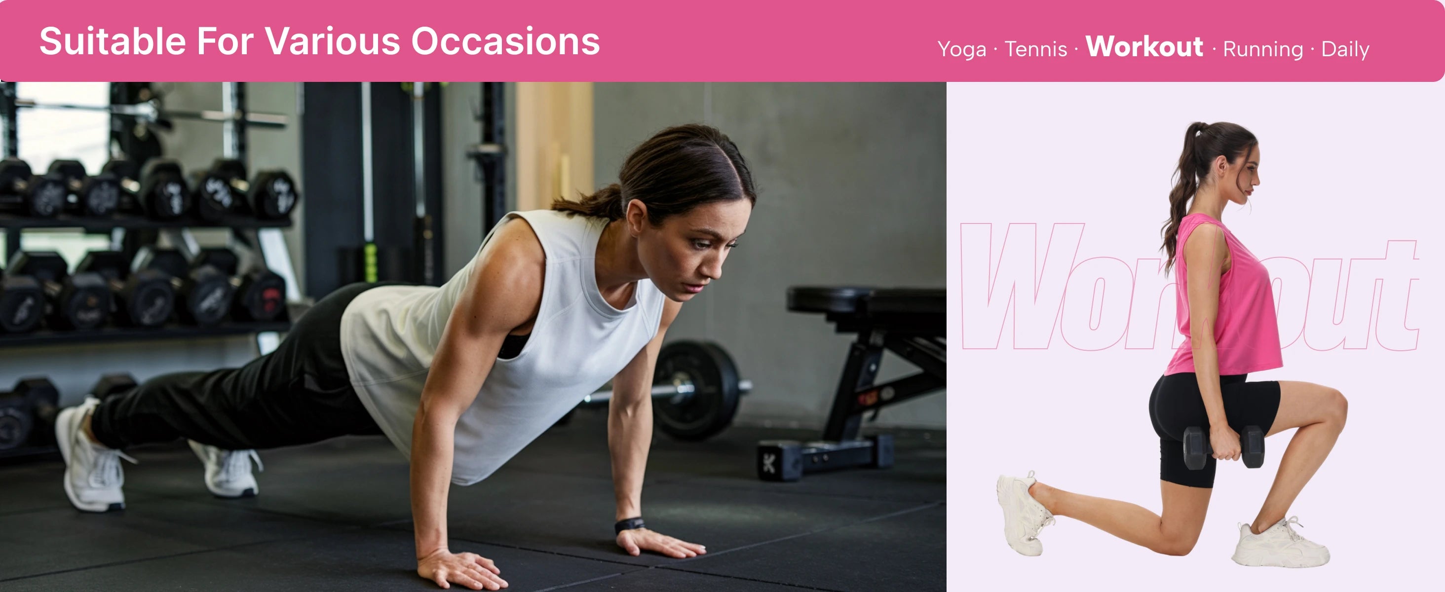 Women's Moisture-Wicking Clothing: TACVASEN Sleeveless, Loose Fit, Crew-Neck, Workout Crop Tank Tops / Rungear