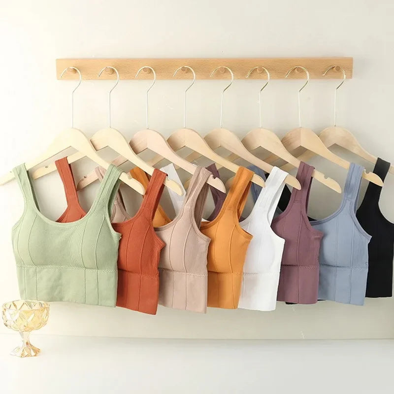 Breathable Anti-Sweat Shockproof Seamless Push Up Sports Bra Crop Top For Running, Hiking, Walking Fitness Yoga  Workout