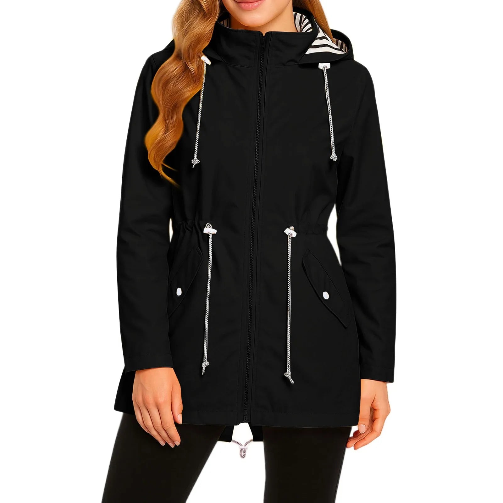 Women's Lightweight Jackets: Long, Waterproof, Outdoor Rain Coat Jacket / Rungear