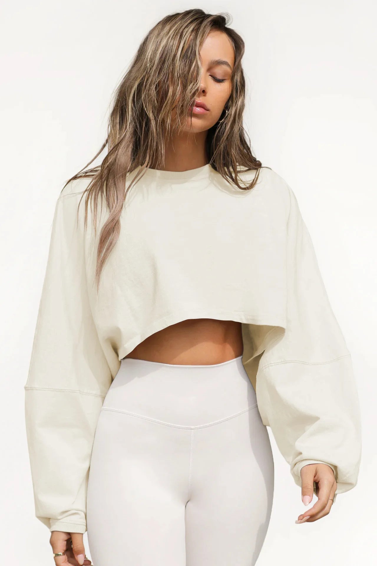 Sexy Cropped Hoodie T Shirt Long Sleeve Knit Top Women Spring Summer Casual Pullover Tee Blouse