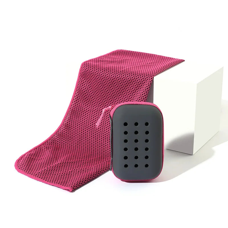 Quick Dry Towel Accessories: Soft, Breathable, Sweat Absorbent Towel with Storage Box for All Sports, Running, Gym Fitness / Rungear
