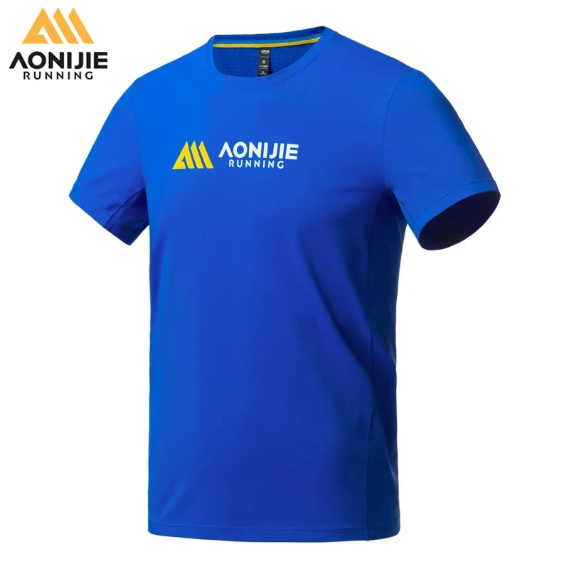Men's Running Marathon Apparel: AONIJIE FM5198 Short-Sleeved, Quick-Dry, Breathable, T-shirt / Rungear