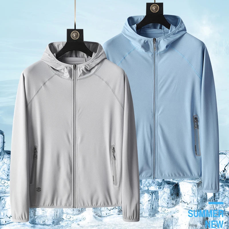 UPF50+ Summer UV Protection Hoodie Unisex Breathable Ice Silk Outdoor Sports Couple's Beach Street Style Lightweight Jacket