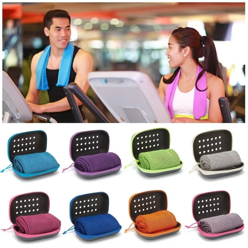 Quick Dry Towel Accessories: Soft, Breathable, Sweat Absorbent Towel with Storage Box for All Sports, Running, Gym Fitness / Rungear