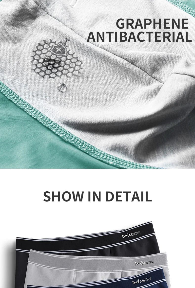 Men's Running Apparel: MiiOW 3PC Cotton, Breathable, Graphene Antibacterial Boxer Trunks / Rungear