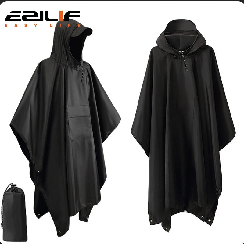 Trail Gear Accessories: 3 In 1 Outdoor Waterproof Hooded Raincoat Cover With Sleeves / Rungear