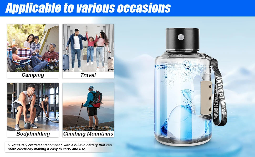 Running Hydration Accessories: Portable, Hydrogen Water Bottle 1.5L, Rich Water Generator, Large Capacity Sports Cup for Gym Outdoor Fitness / Rungear