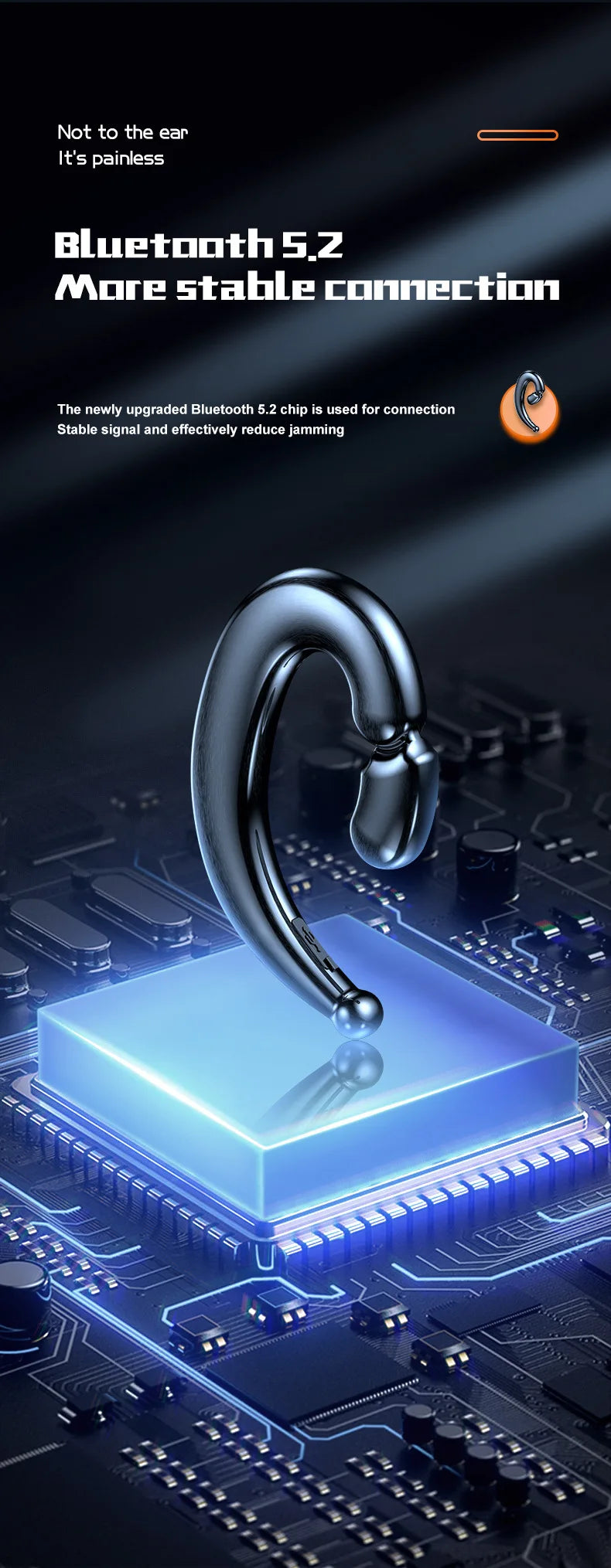 Running Tech Gear: Bone Conduction Ear Hook Bluetooth Single Earphones, HiFi, Waterproof Noise Reduction / Rungear