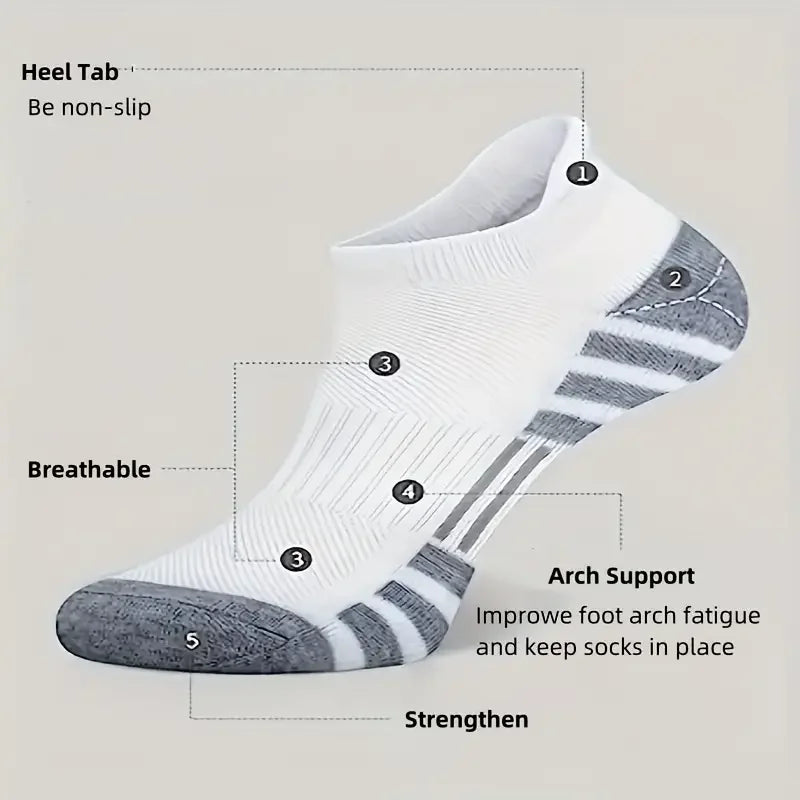 Moisture-Wicking Accessories: 6/12 PR Comfortable, Cushioned Running Socks - Lightweight, Moisture-Wicking, Breathable, Low Cut, Non-Slip Tab / Rungear