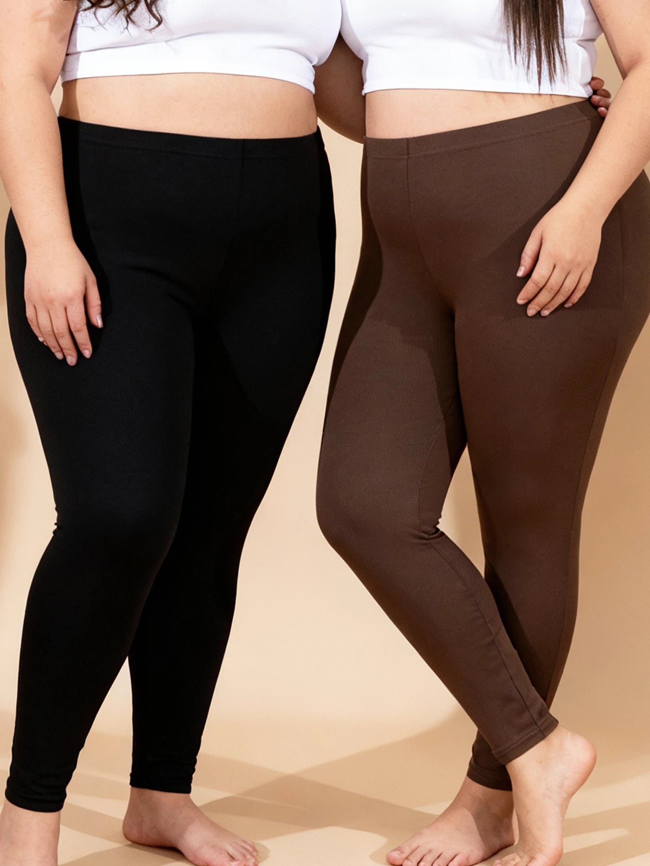 Plus Size Women's 2-Pack Solid Color Soft Slim Fit All-Season Stretch Legging Sports Pants