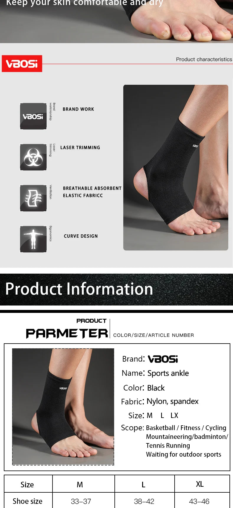 Running Recovery Accessories: 1 PC Elastic Breathable, Daily Wear, Ankle Support Sports Brace / Rungear