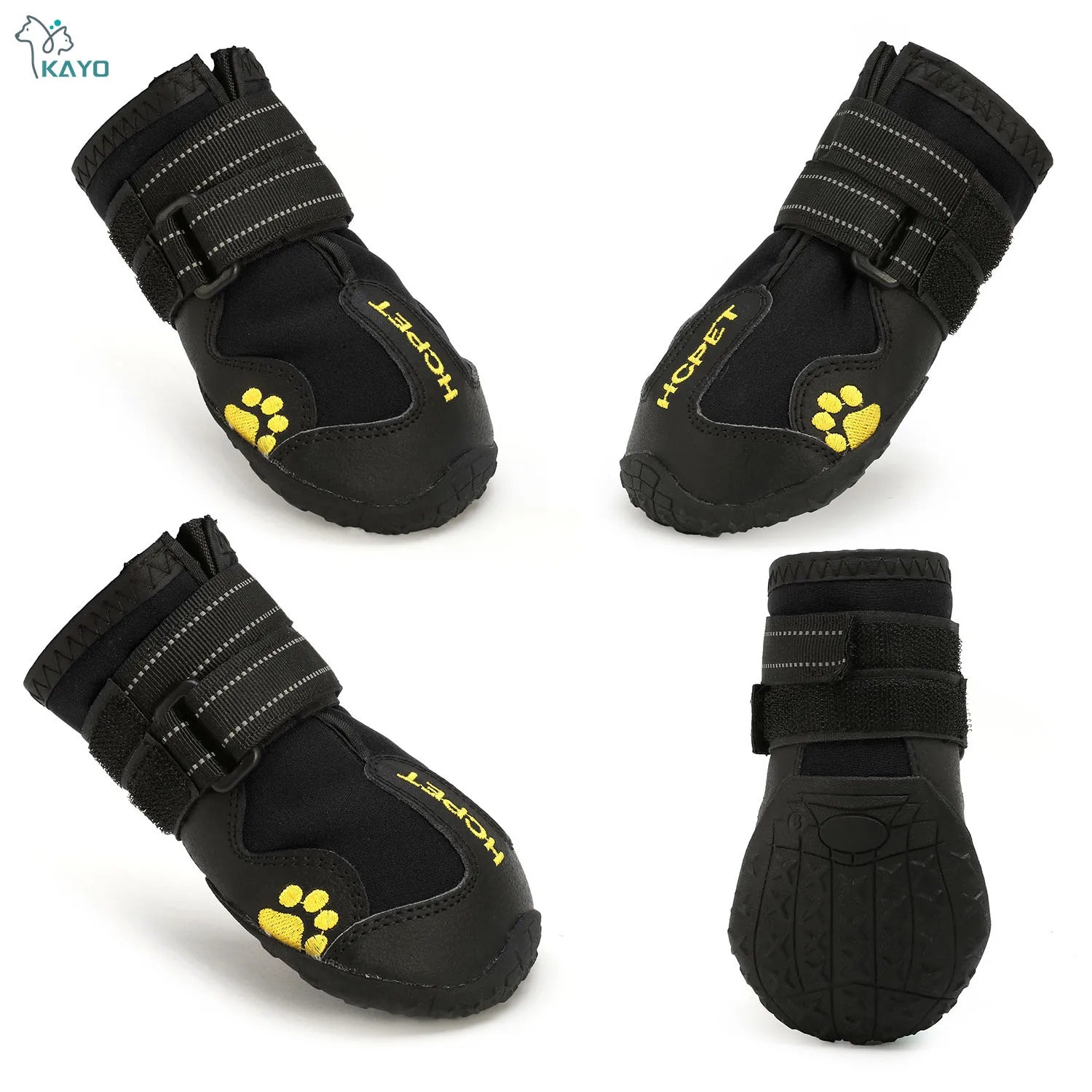 Dog Boots 4-Pack | Waterproof & Breathable, Anti-Slip Rubber Sole, Reflective Velcro Straps | Sizes 1–8 | RUNGEAR