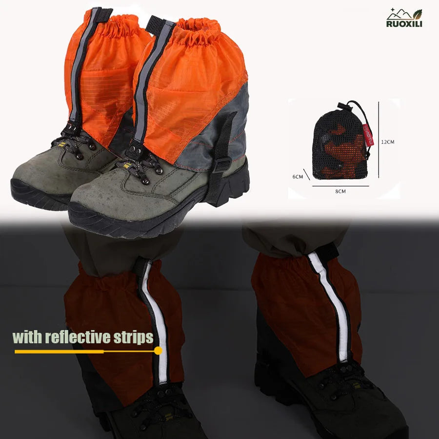 Lightweight Waterproof Ankle Gaiters With Reflective Strips For Hiking Mountaineering